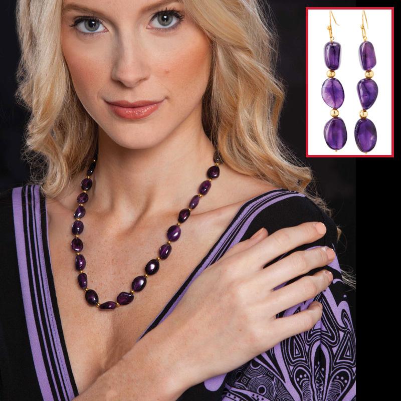 Lusso Amethyst Necklace & Earrings Set