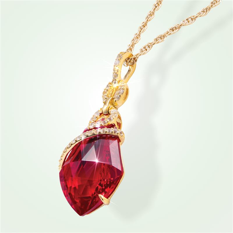 Fancy Cut Red Helenite and White Topaz Necklace