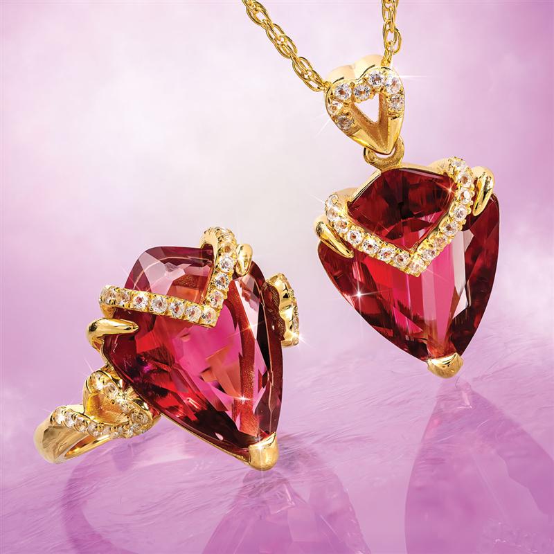 Fancy Cut Red Helenite & Diamond Collection