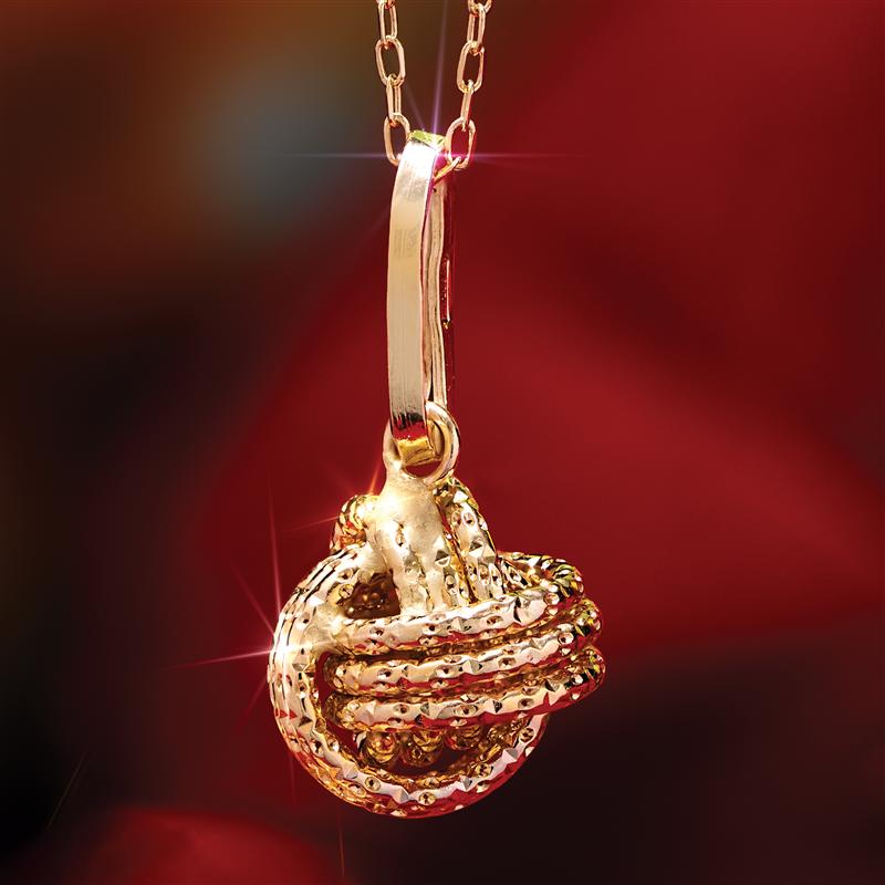 14K Italian Gold Nodo d'amore Pendant, Chain & Earrings