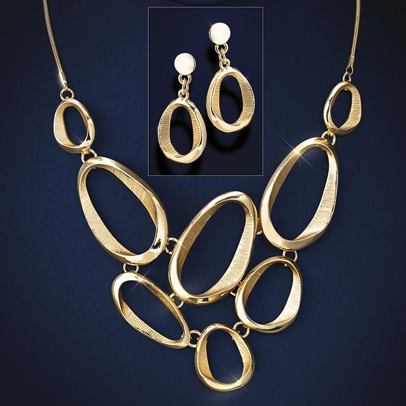 Haute Hoops Necklace & Earring Set (gold-finished)