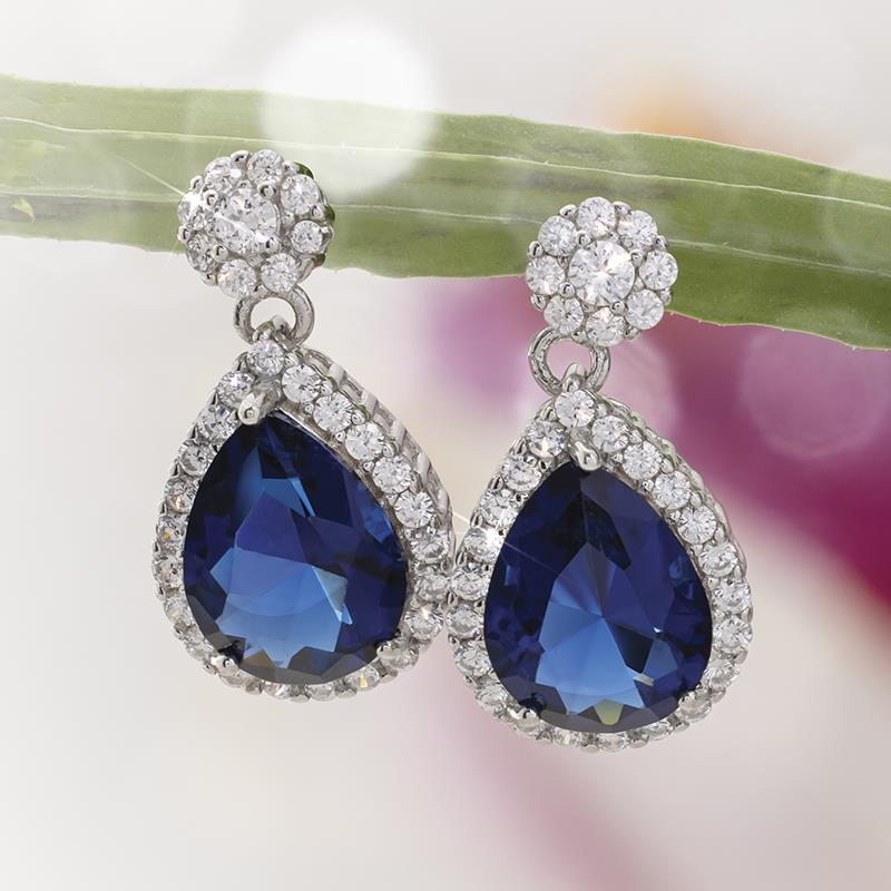 Teardrop DiamondAura Earrings (Blue)
