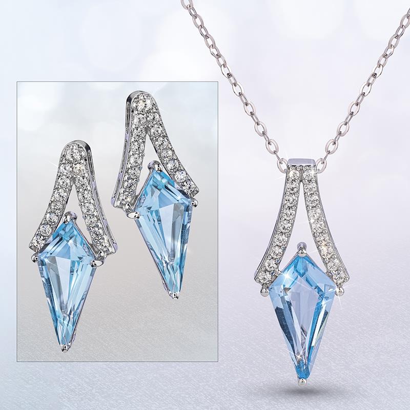 Blue Deco Kite Necklace & Earrings