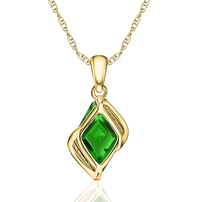 Green Helenite & Diamond Necklace