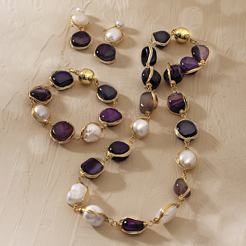 La Perla Viola Necklace, Bracelet and Earrings