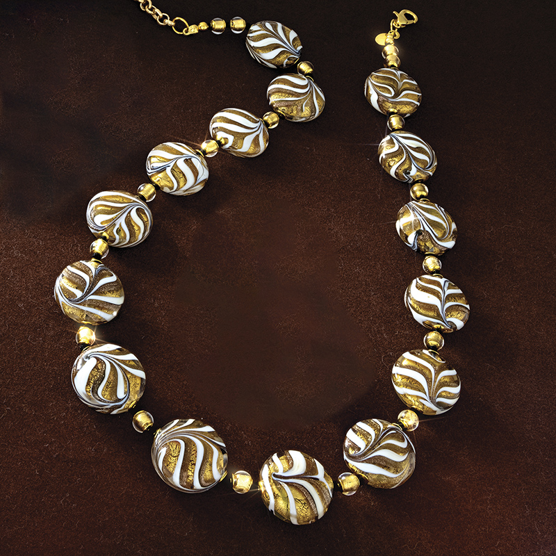 Murano Latte Necklace, Bracelet and Earring Set