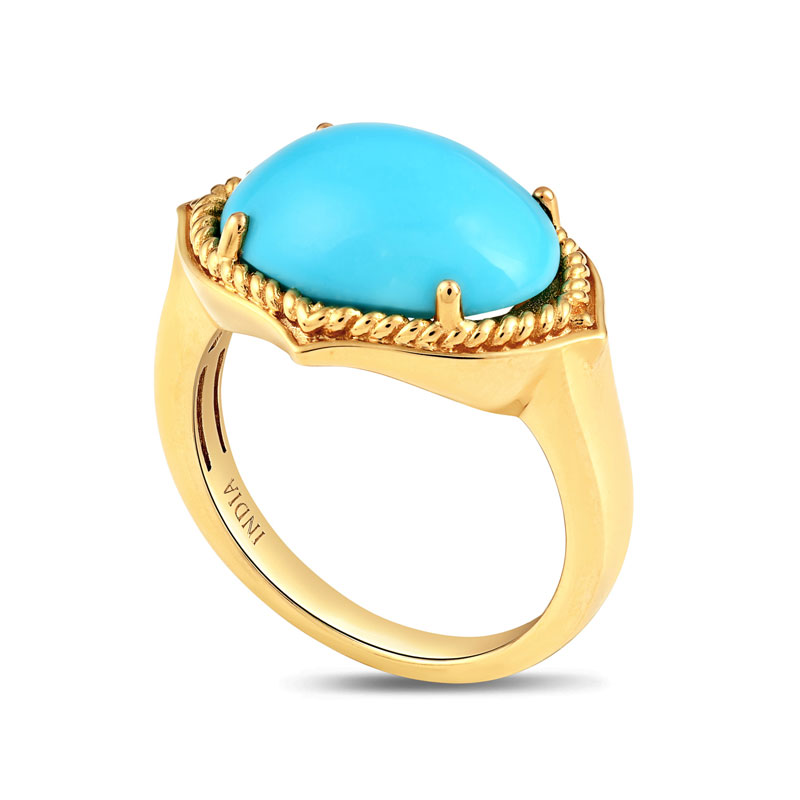 14K Yellow Gold Sleeping Beauty Turquoise Ring