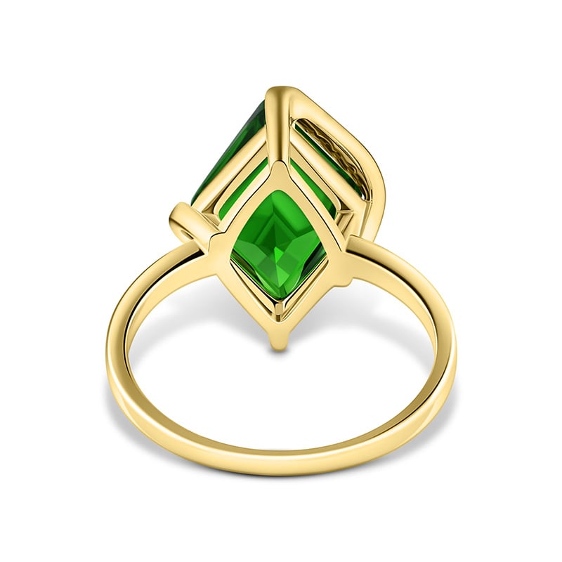 14K Green Helenite & Diamond Ring