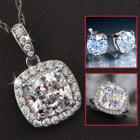Infinity Diamondaura Ring, Necklace  Earrings Set