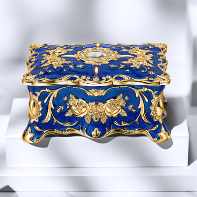 Blue Jewelry box with gold details