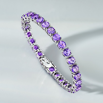 Purple amethyst bracelet in silver