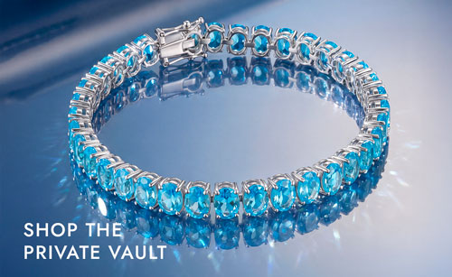Large Blue Stone ring with words 'Shop The Private Vault'