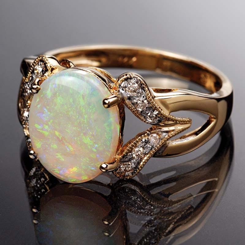 Opal Ring, Necklace & Earrings Set