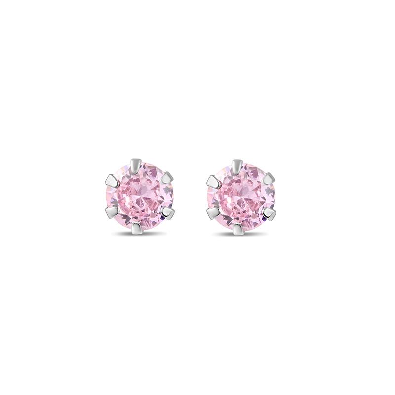 Sterling Silver Pink Perfection DiamondAura Stud Earrings