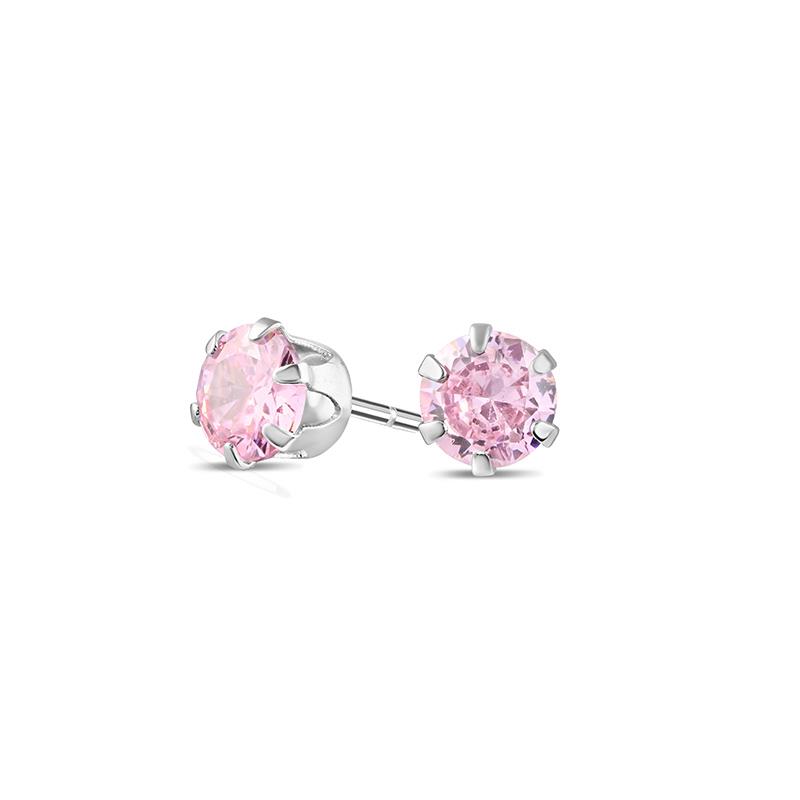 Sterling Silver Pink Perfection DiamondAura Stud Earrings