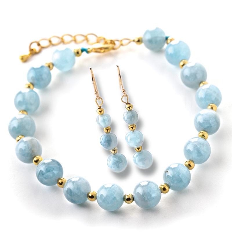 Maré Aquamarine Bracelet & Earrings Set