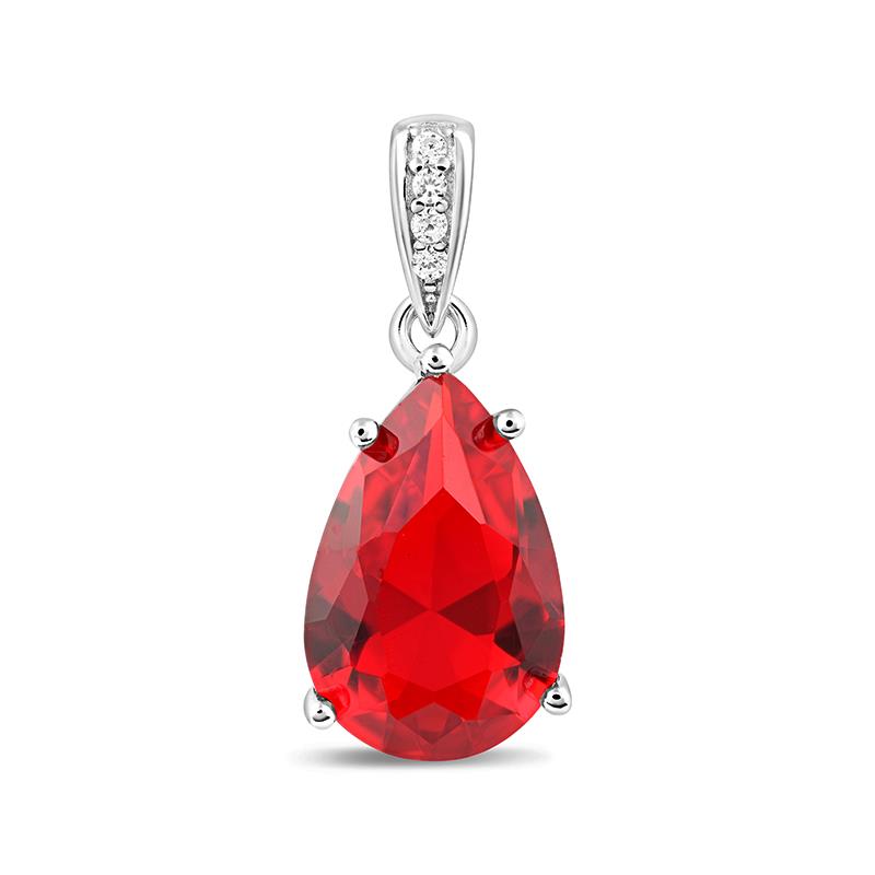 LEOPRA 4ct Lab-Created Ruby Pendant Necklace | 925 Sterling Silver Italy
