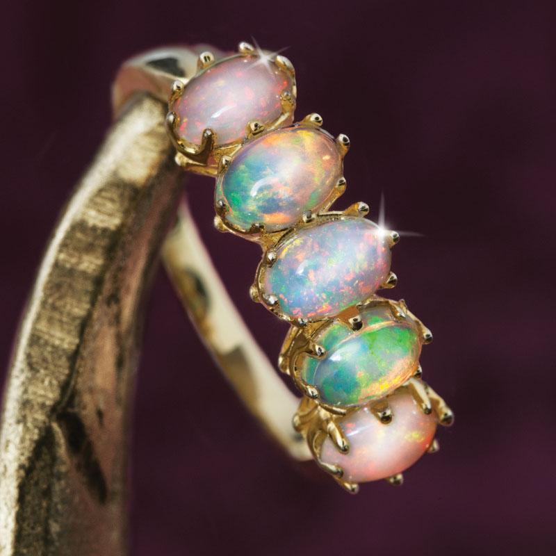 Five-Star Opal Anniversary Ring & Earrings