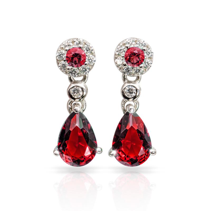 Gemdrop Earrings in Ruby Red