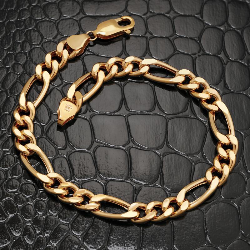 10K Gold Men's Figaro Chain Bracelet
