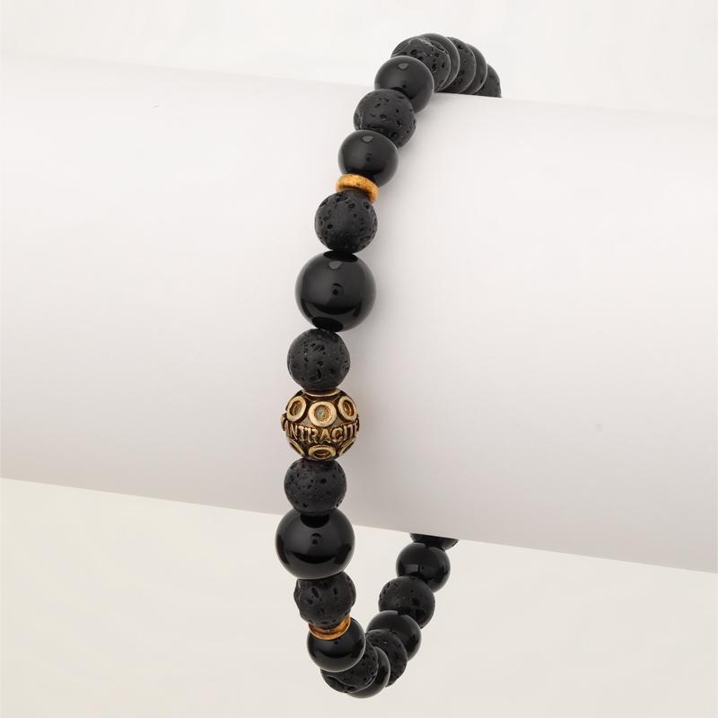 Men's Bohemian Stackable Black Agate/Lava Bracelet