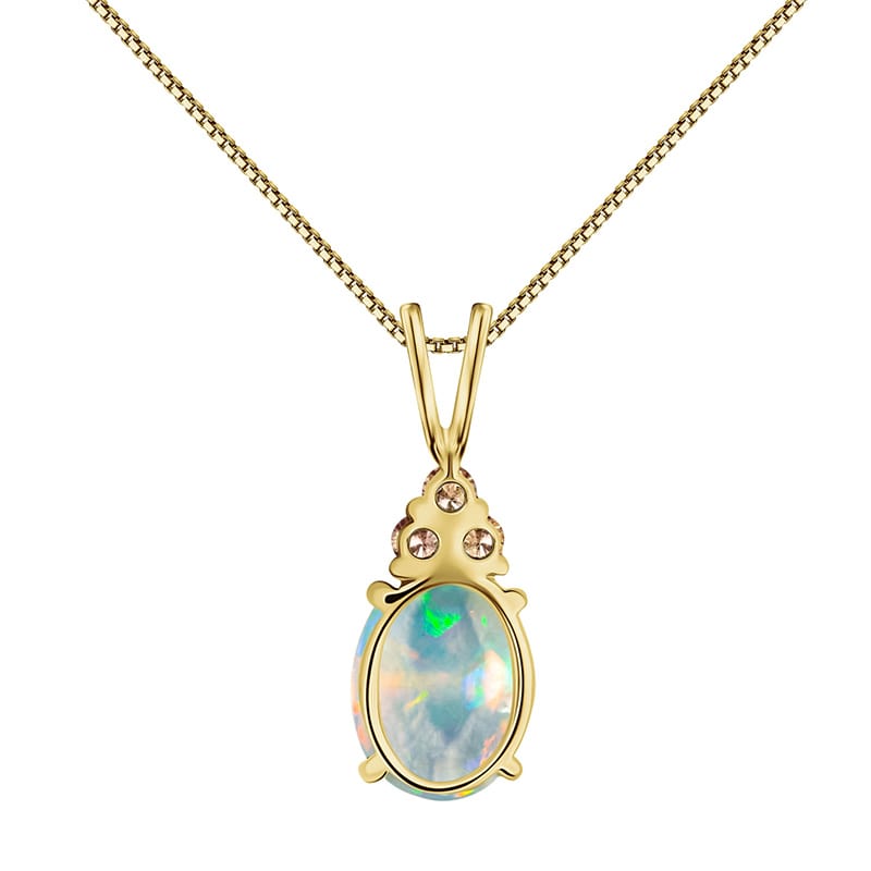 10K Yellow Gold Honeycomb Opal and Champagne Diamond Necklace