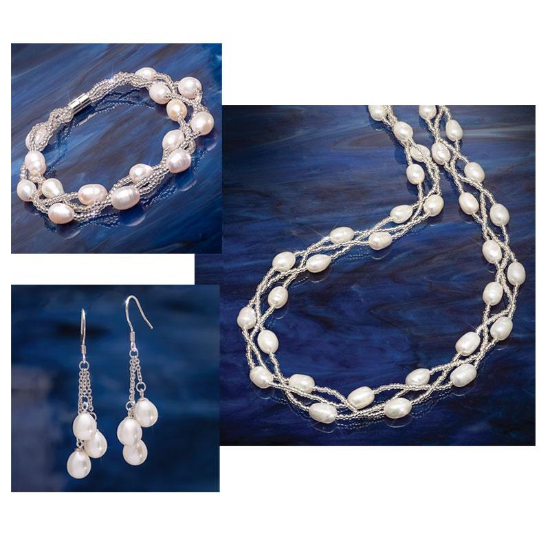 Pearl Radiance Necklace, Earrings and Bracelet