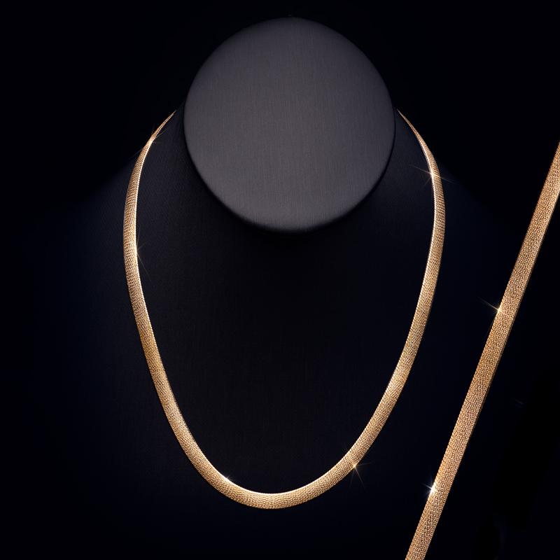 Herringbone Necklace (14K Yellow Gold-Finished Sterling Silver)