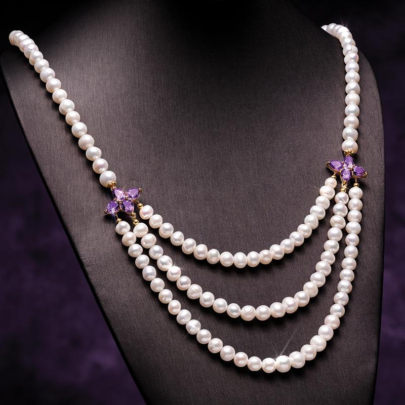 Cultured Freshwater Pearl and Amethyst Necklace