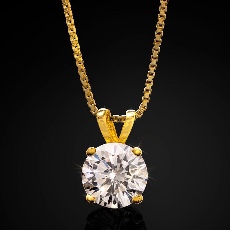 Gold-finished Solitaire DiamondAura Necklace