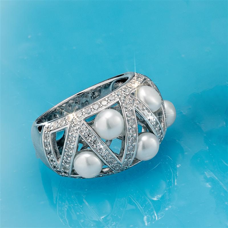 Rhodium Finished Lattice Cultured Pearl Collection