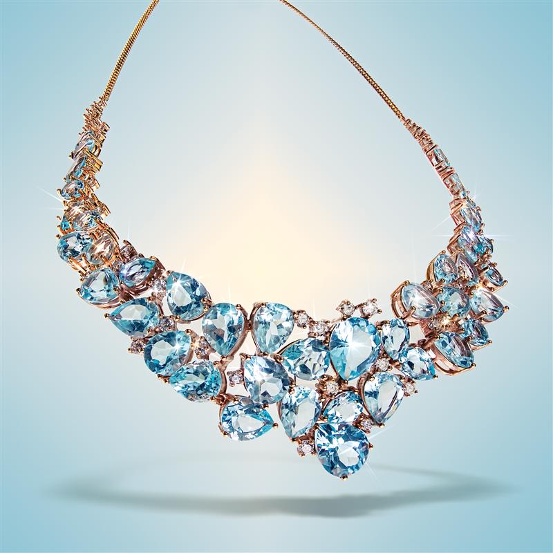 Pear-cut Blue Topaz Statement Necklace & Earrings