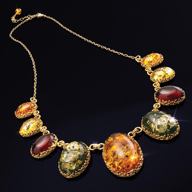 Fancy Amber Necklace, Bracelet & Earrings Set