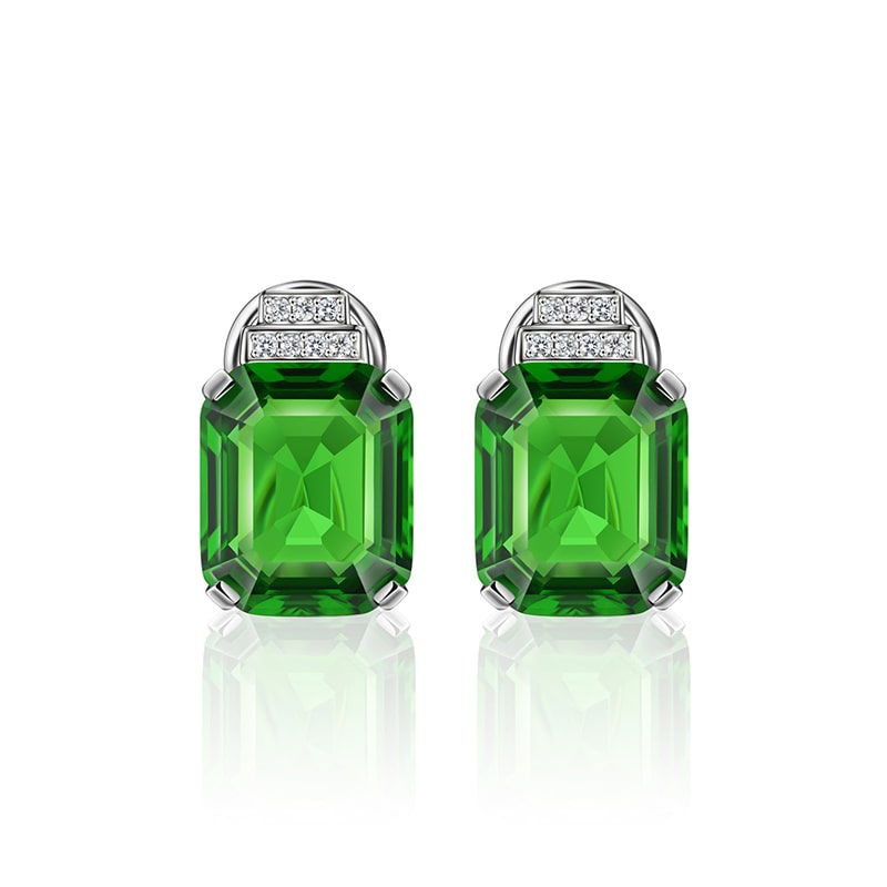 Fancy Elevation Helenite & Diamond Earrings (6.57 ctw)