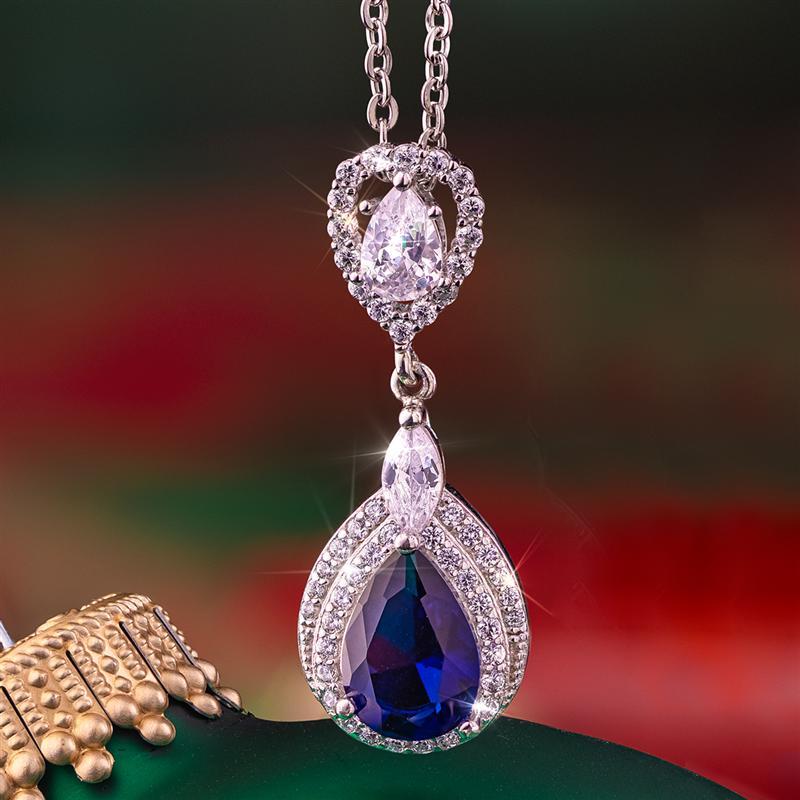 Blue Pear Drop Necklace