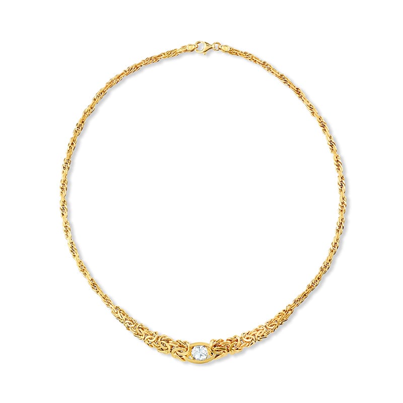 14K Yellow Gold Moissanite Byzantine Necklace (2 carat)