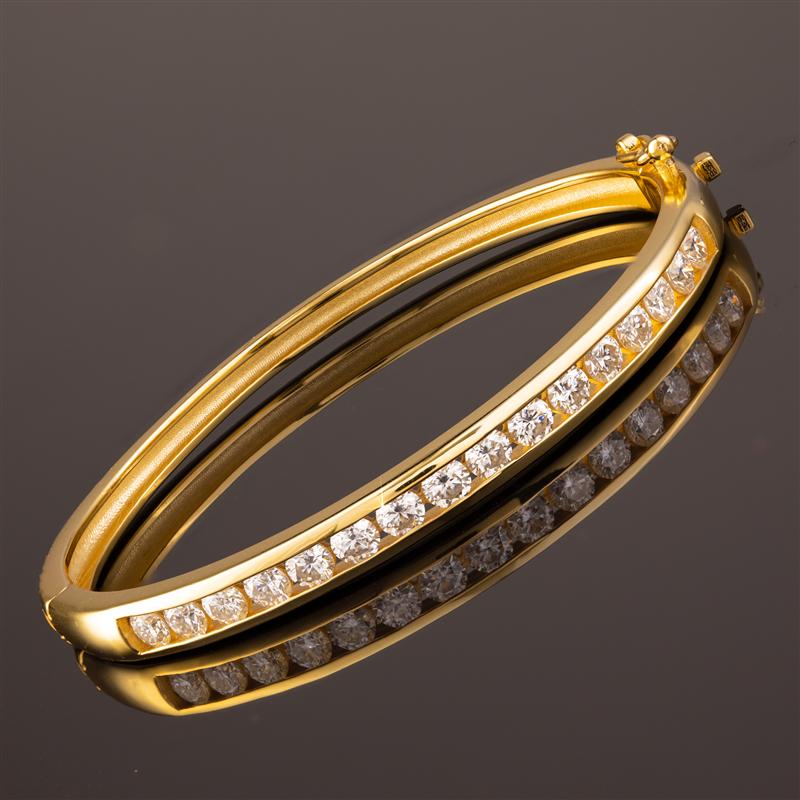 Yellow-Gold Finished Sterling Silver Moissanite Channel Bracelet