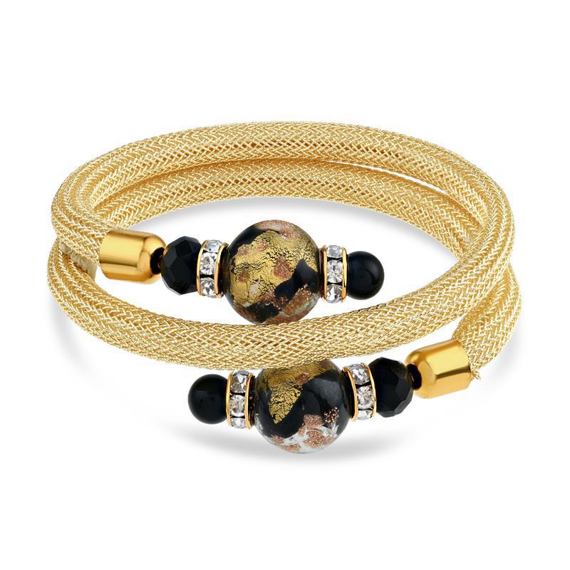 Wrap Around Murano Bracelet (Black & Gold)