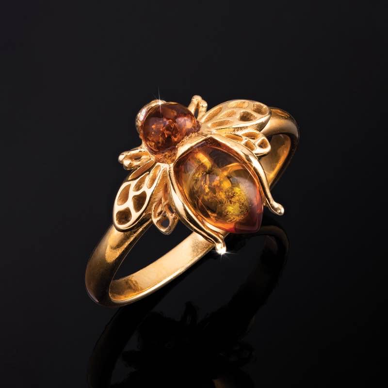 Amber Honeybee Brooch and Ring
