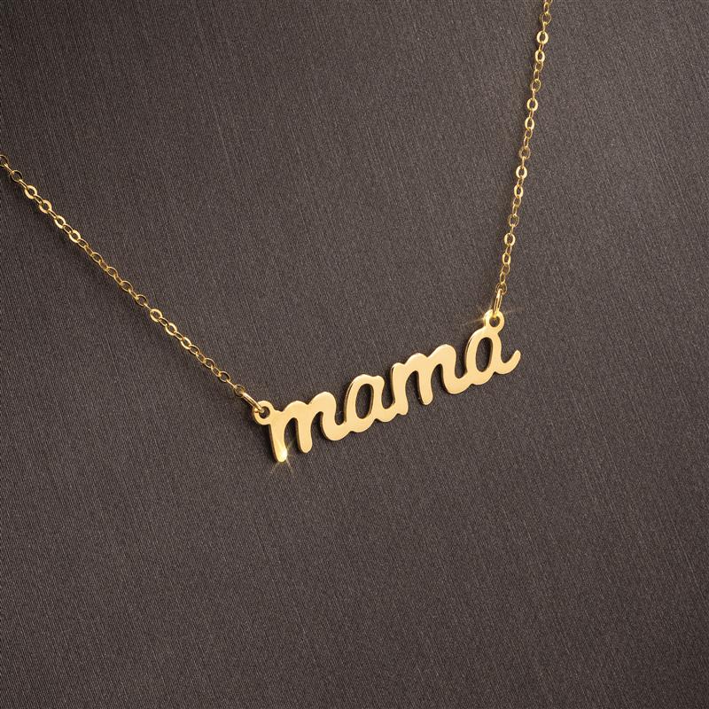Italian Gold-finished Sterling Silver Mama Necklace