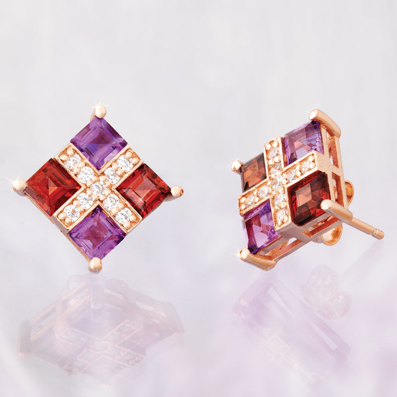 Garnet & Amethyst Perfect Gift Earrings