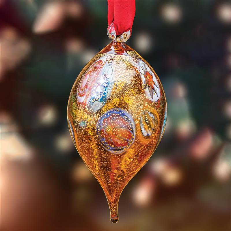 Murano Magic Drop Ornament (Amber)