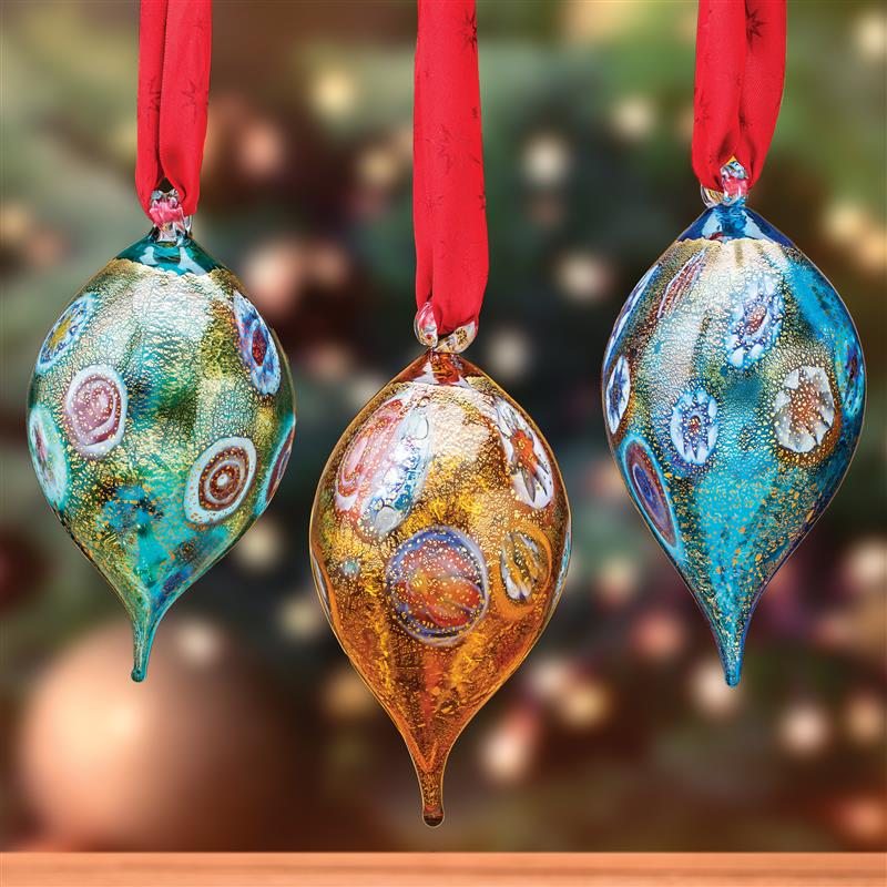 Murano Magic Drop Ornaments (Set of 3)