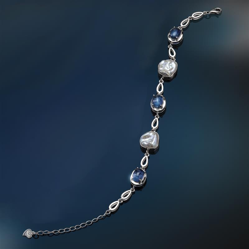 Kyanite & Baroque Pearl Bracelet