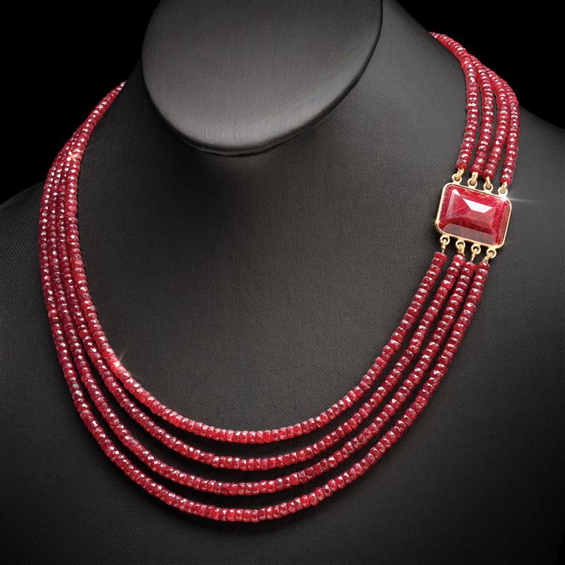 Ruby Passion Stone Necklace & Bracelet Set