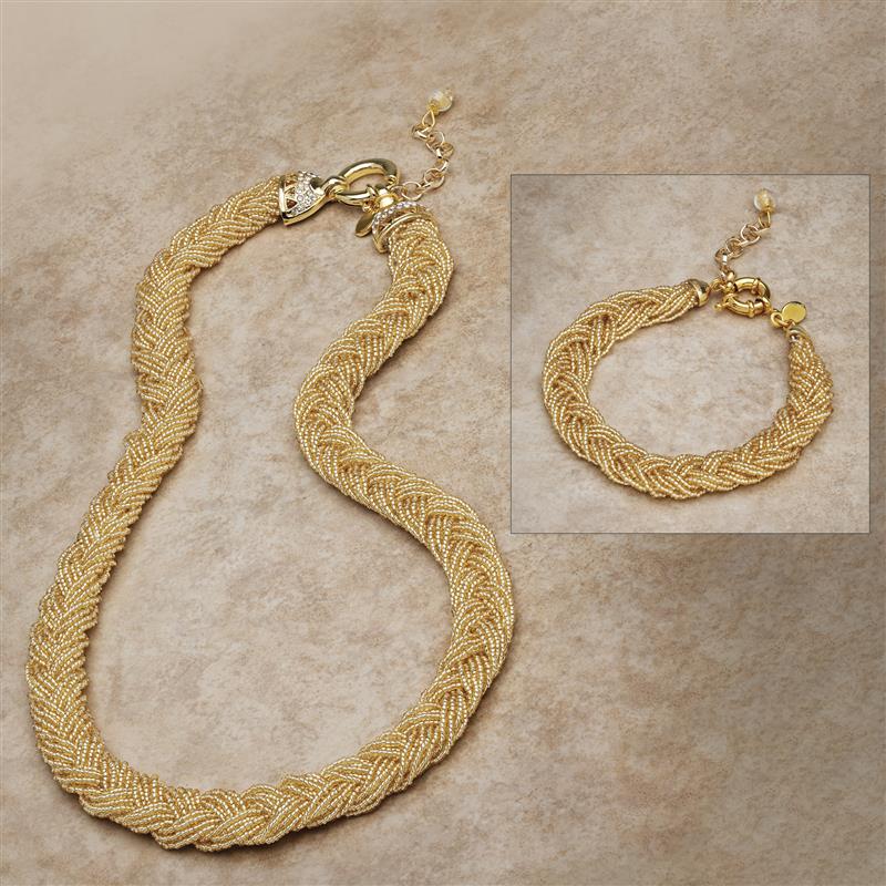 Golden Braided Murano Necklace & Bracelet