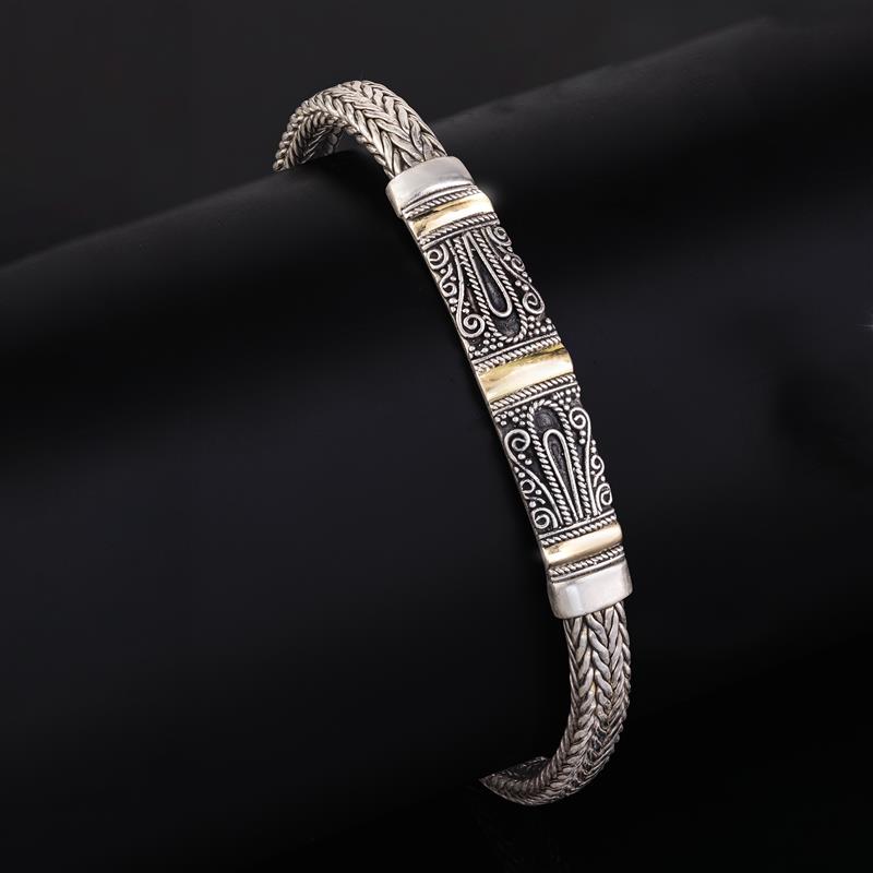 Awesome Balinese Wave Trim Shiny Sterling Silver Bracelet Cuff - Walmart.com