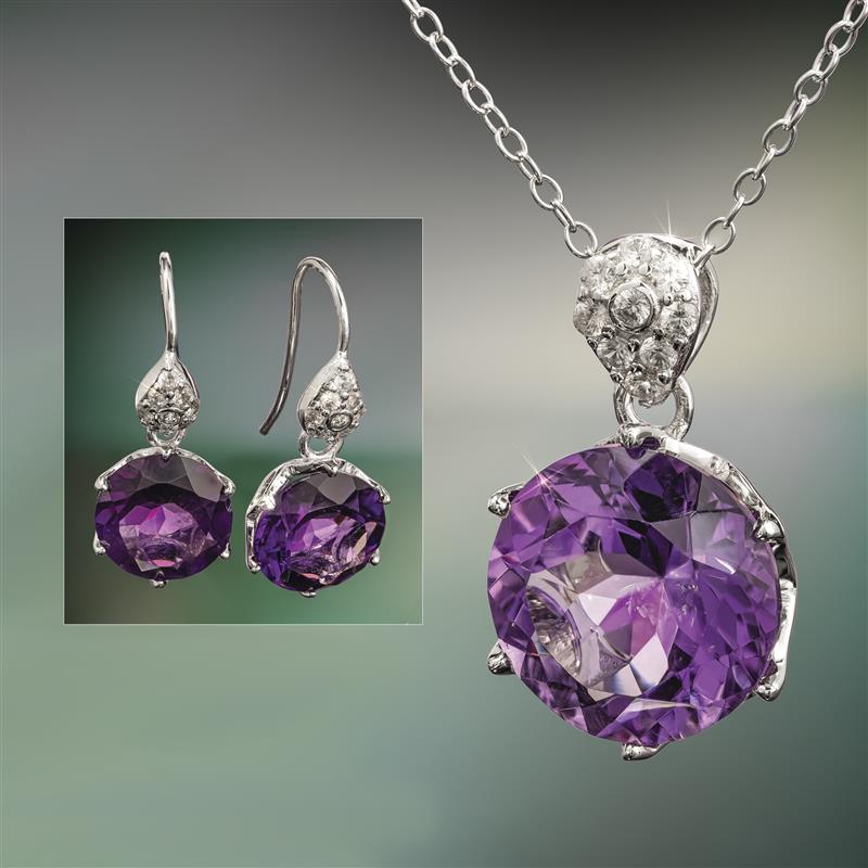 Another Round Amethyst Necklace and Earrings