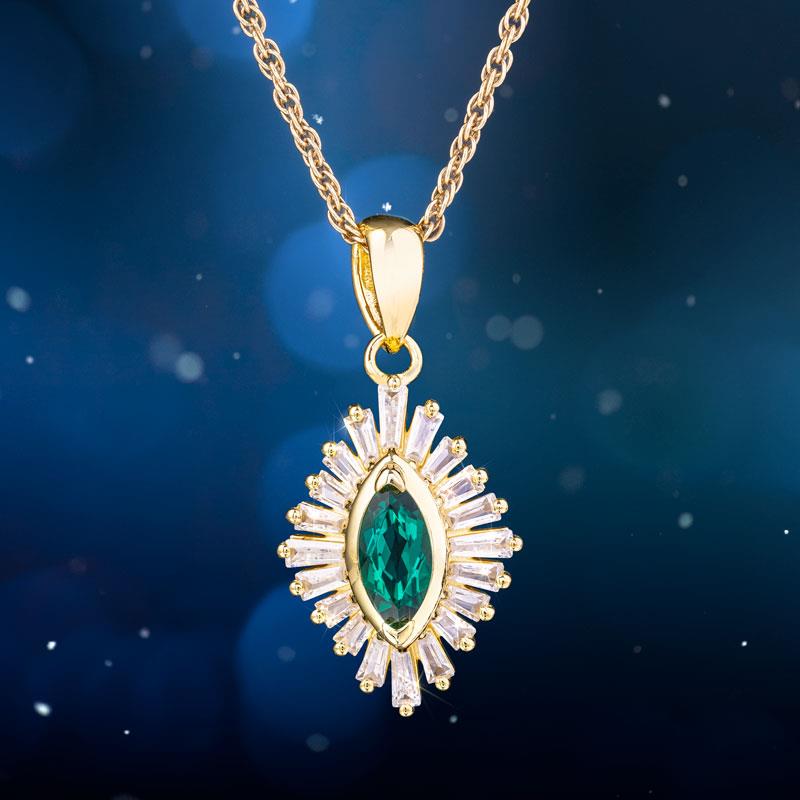 Scienza Emerald Marquise Pendant and Chain