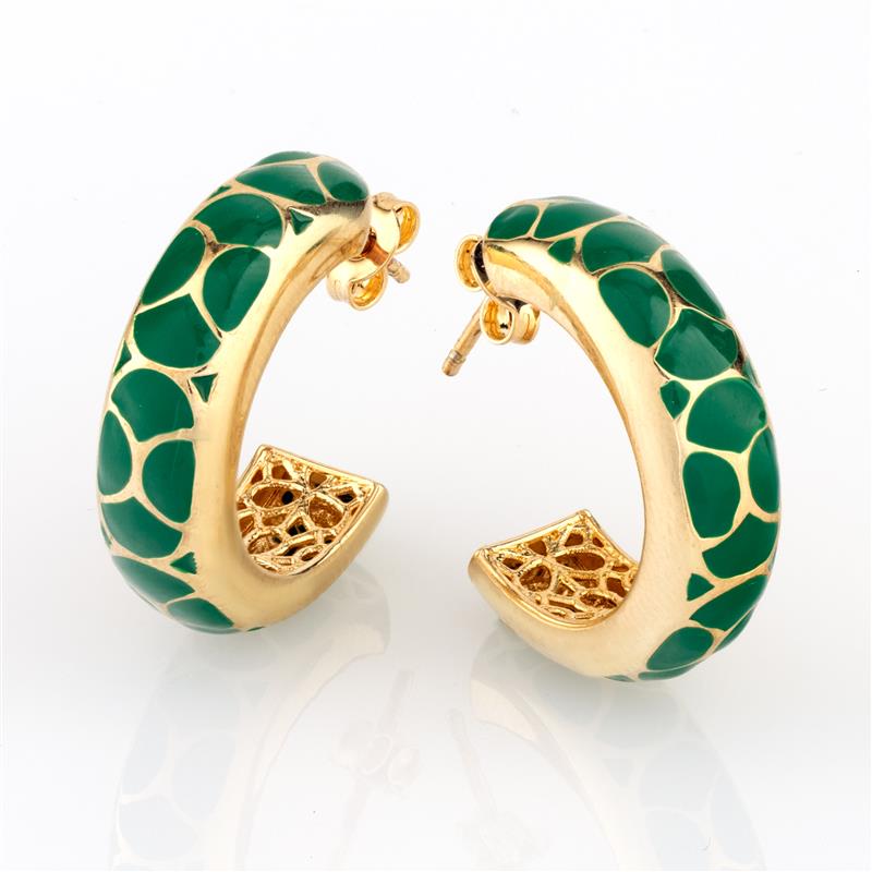 Venetian Green Enamel Ring & Earrings